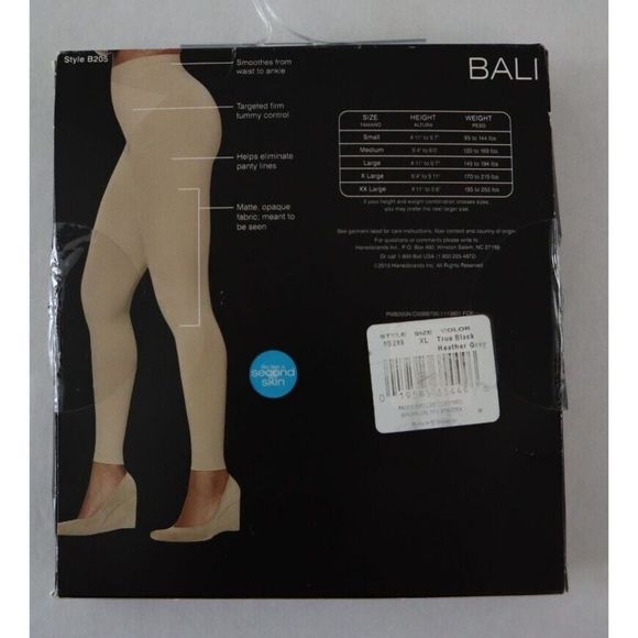 Bali Invisibles Women's Sz XL Black/Heather Gray Firm Control Leggings - 2 Pairs - Picture 2 of 7